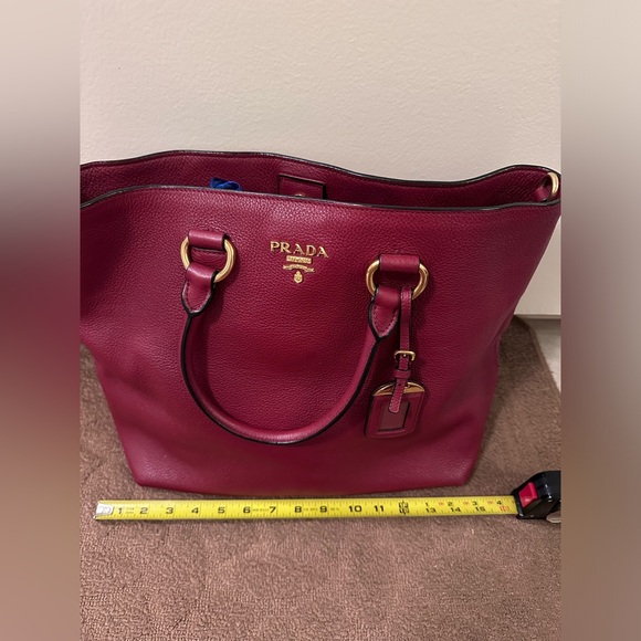 Authentic Prada red Soft leather Tote bag Preloved - Picture 5 of 6